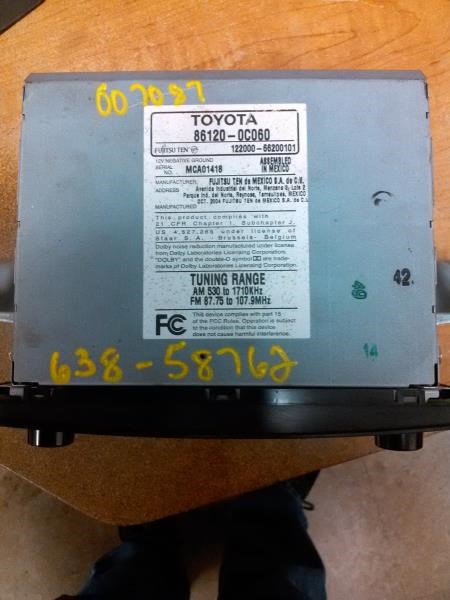 2005 TOYOTA TUNDRA  05-06 Receiver (with CD) Dash W/cassette 4 Dr Extended Cab (4 Dr) Fujitsu Ten Manufacturer Radio Audio