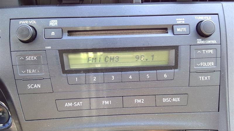 2011 TOYOTA PRIUS  10-11 Receiver AM-FM-CD W/o Navigation; ID 51883 On Radio Face Radio Audio
