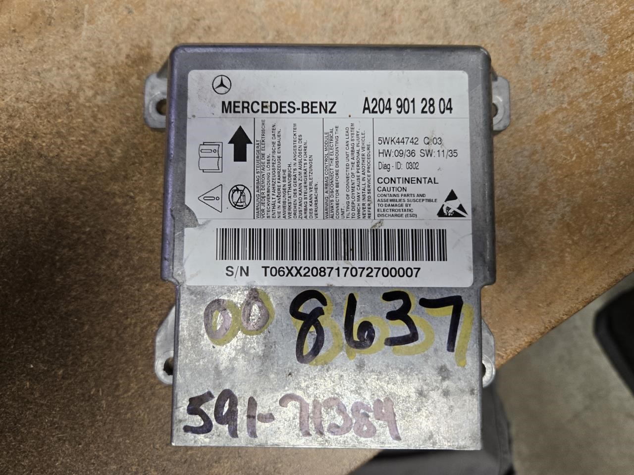2009 MERCEDES-BENZ MERCEDES C-CLASS Chassis Control Module
