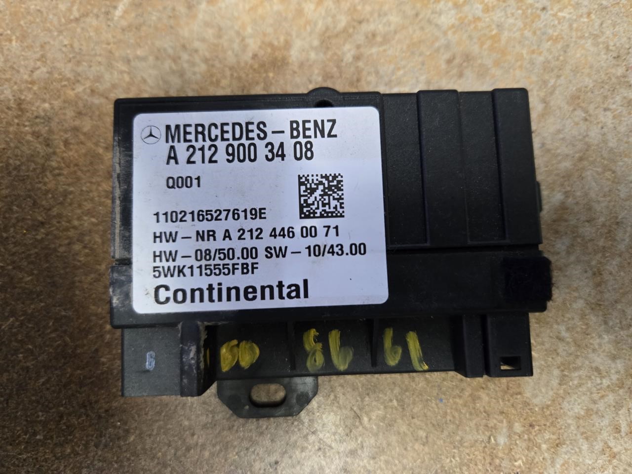 2012 MERCEDES-BENZ MERCEDES C-CLASS  15 204 Type Fuel Pump; C250 (Cpe) Chassis Control Module