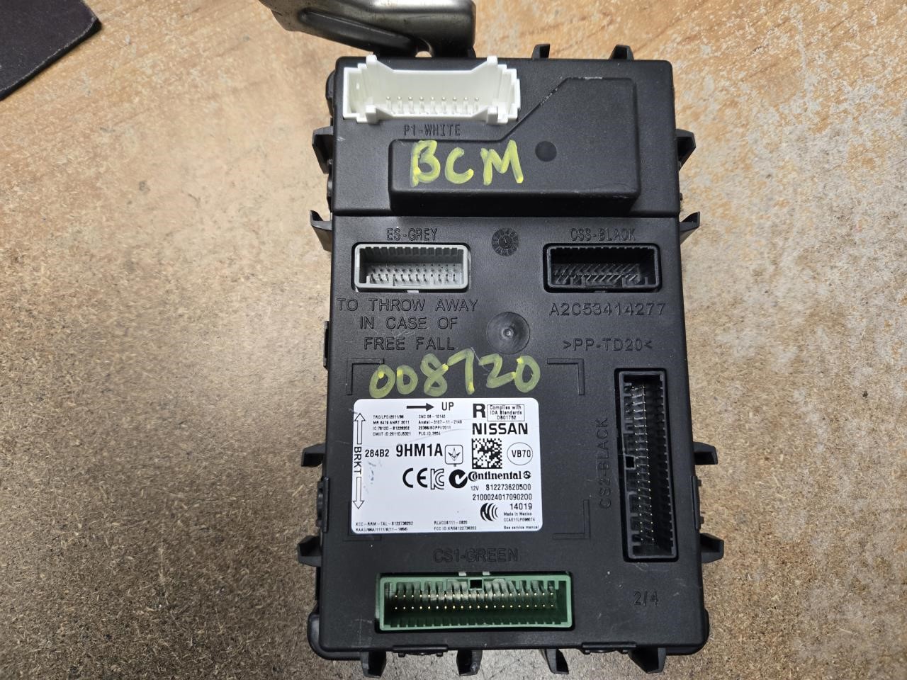 2014 NISSAN ALTIMA  14 Body Control (BCM); (body Control LH Dash) (Sdn) Chassis Control Module