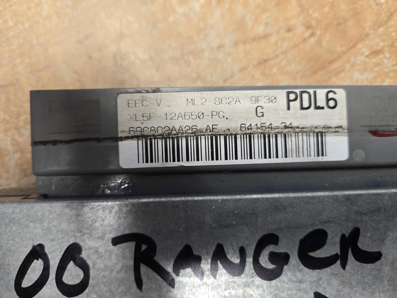 2000 FORD RANGER  00 Electronic Control Module; (RH Rear Firewall) 6-183 (3.0L) W/flex Fuel (US Market) 4x4 MT Low Emissions ID XL5F-PG Engine Control Module