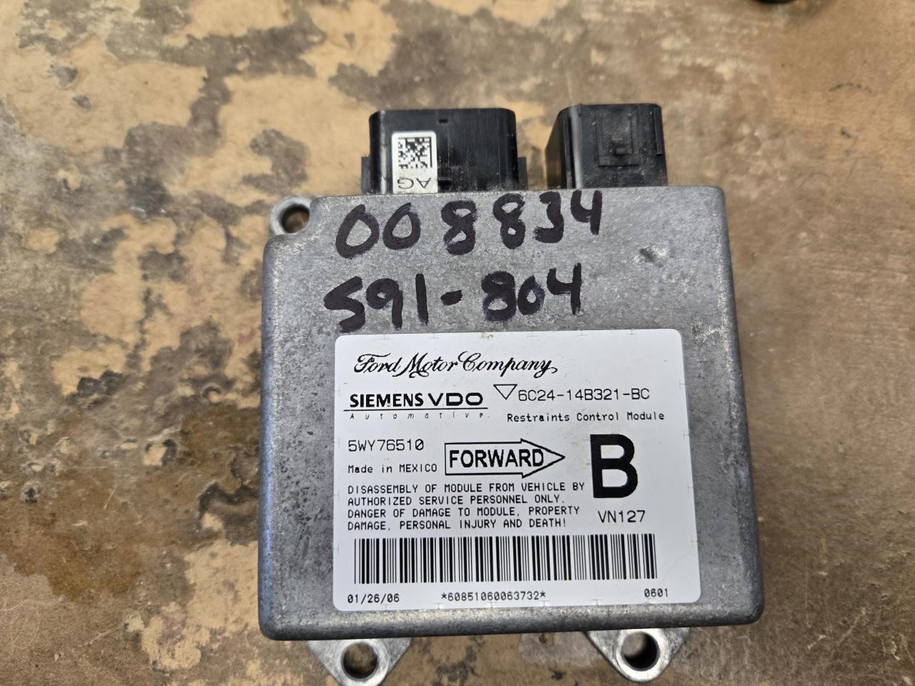 2006 FORD FORD E350 VAN  04-07 Air Bag; (under Driver Seat) Driver And Passenger Bags Chassis Control Module
