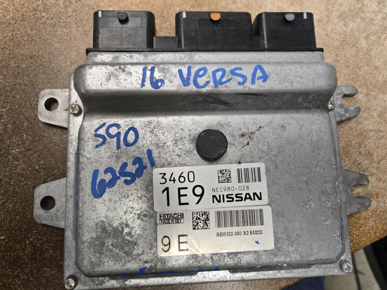2016 NISSAN VERSA  18 Electronic Control Module; (1.6L) (LH Strut Tower) Sedan ID 23703-3AB0A Engine Control Module