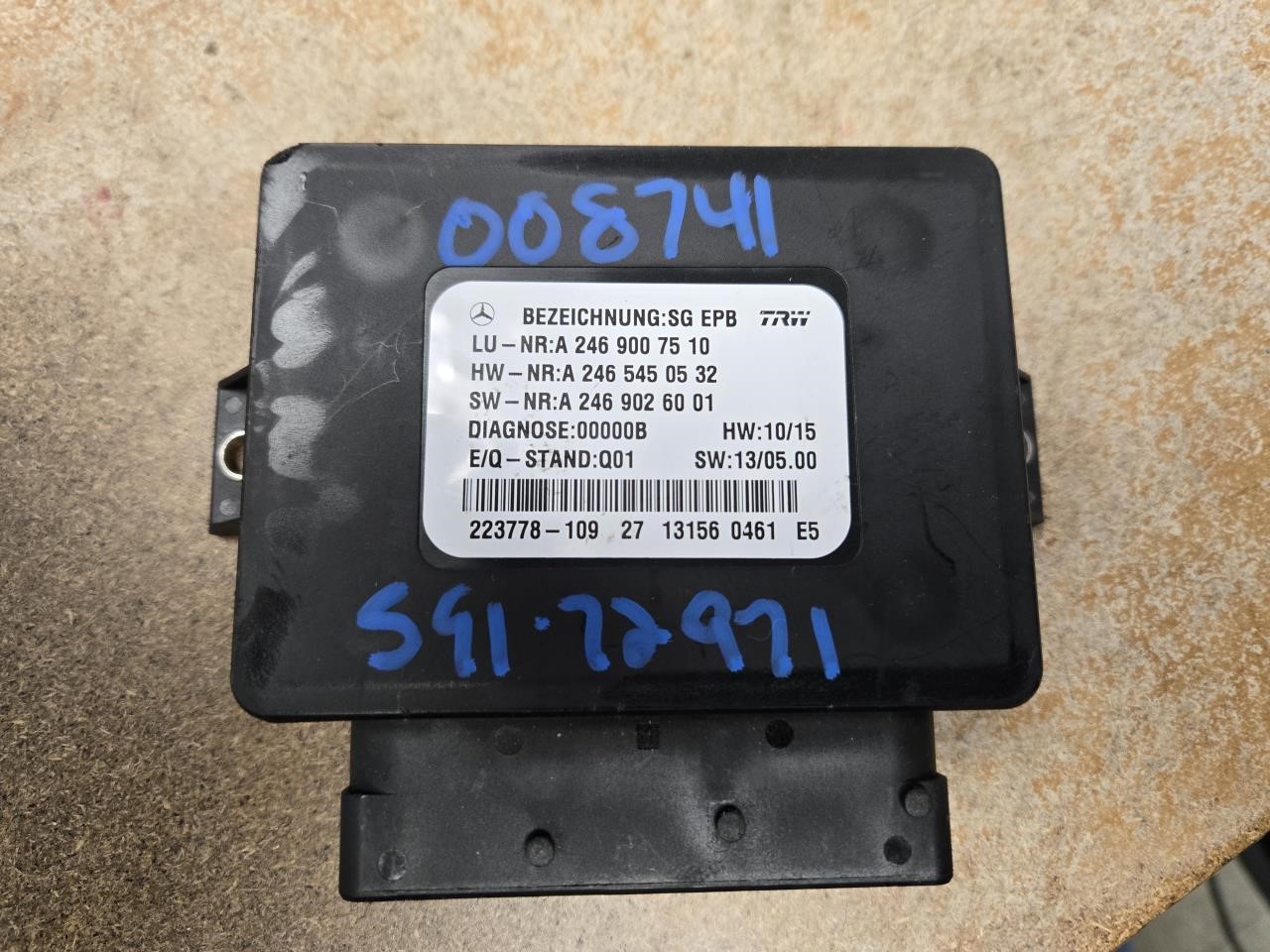 2014 MERCEDES-BENZ MERCEDES GL-CLASS  16 166 Type Parking Brake; GL63 ID 2469004512 Chassis Control Module