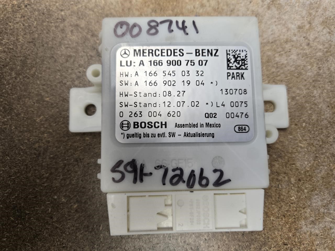 2014 MERCEDES-BENZ MERCEDES GL-CLASS  13-16 166 Type Driver Assist; GL63 Park Assist ID 1669007507 Chassis Control Module