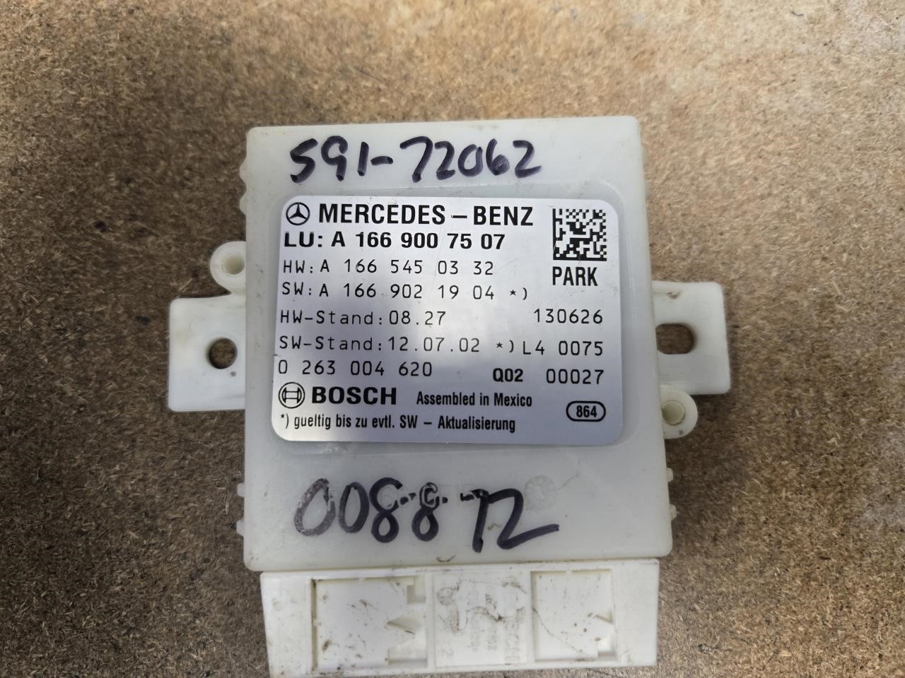 2014 MERCEDES-BENZ MERCEDES GL-CLASS  13-16 166 Type Driver Assist; GL63 Park Assist ID 1669007507 Chassis Control Module